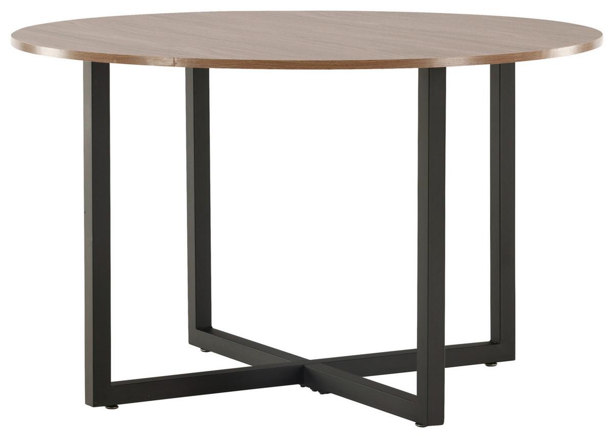 Esstisch Durango - Walnussfarben/Schwarz, Design, Holzwerkstoff/Metall (120/120/75cm) - Livetastic