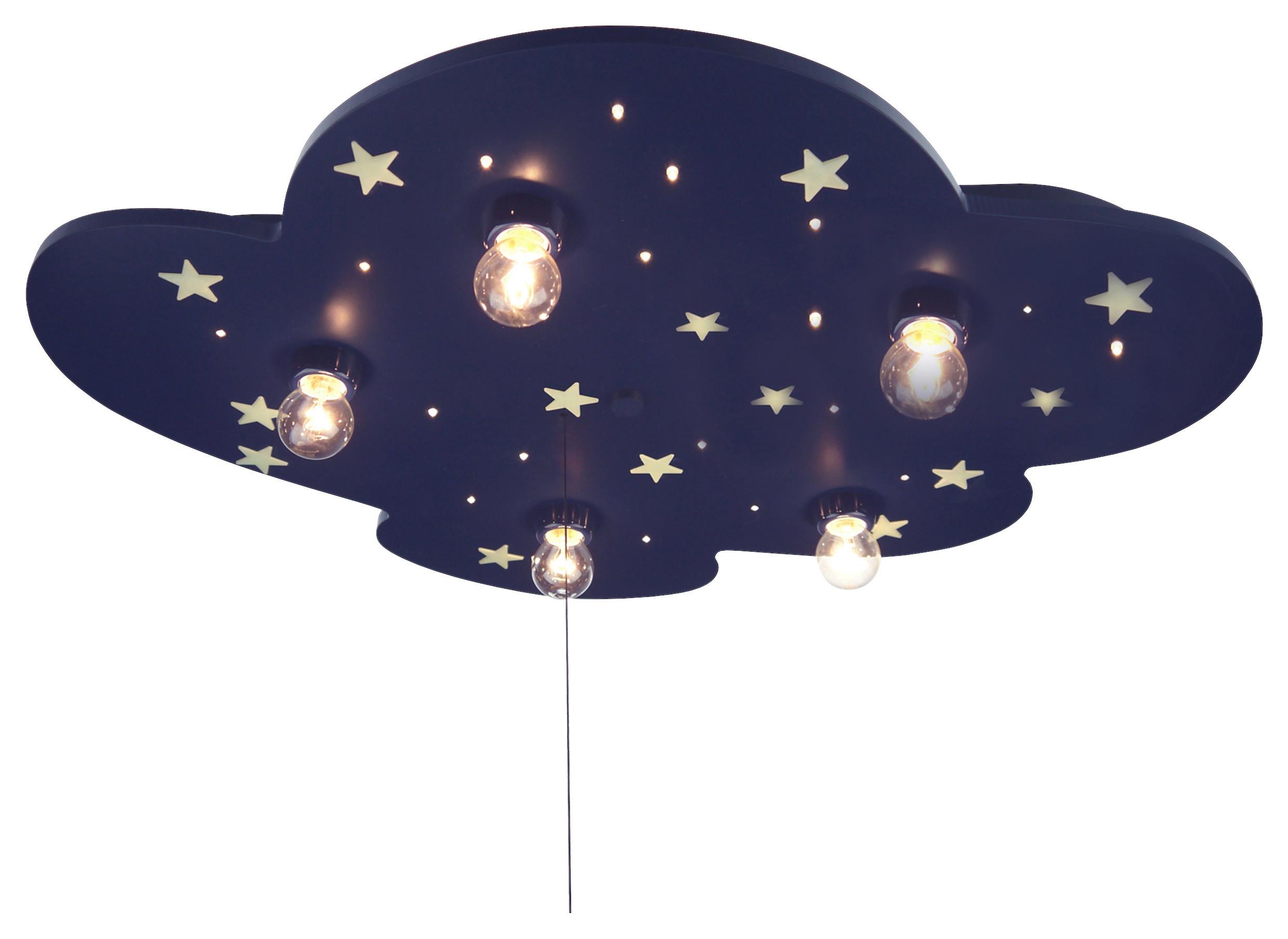 Kinderdeckenleuchte Wolke L: 57 Cm Mit Sternenhimmel - Blau, Design, Holz/Kunststoff (57/7/74cm) - Niermann