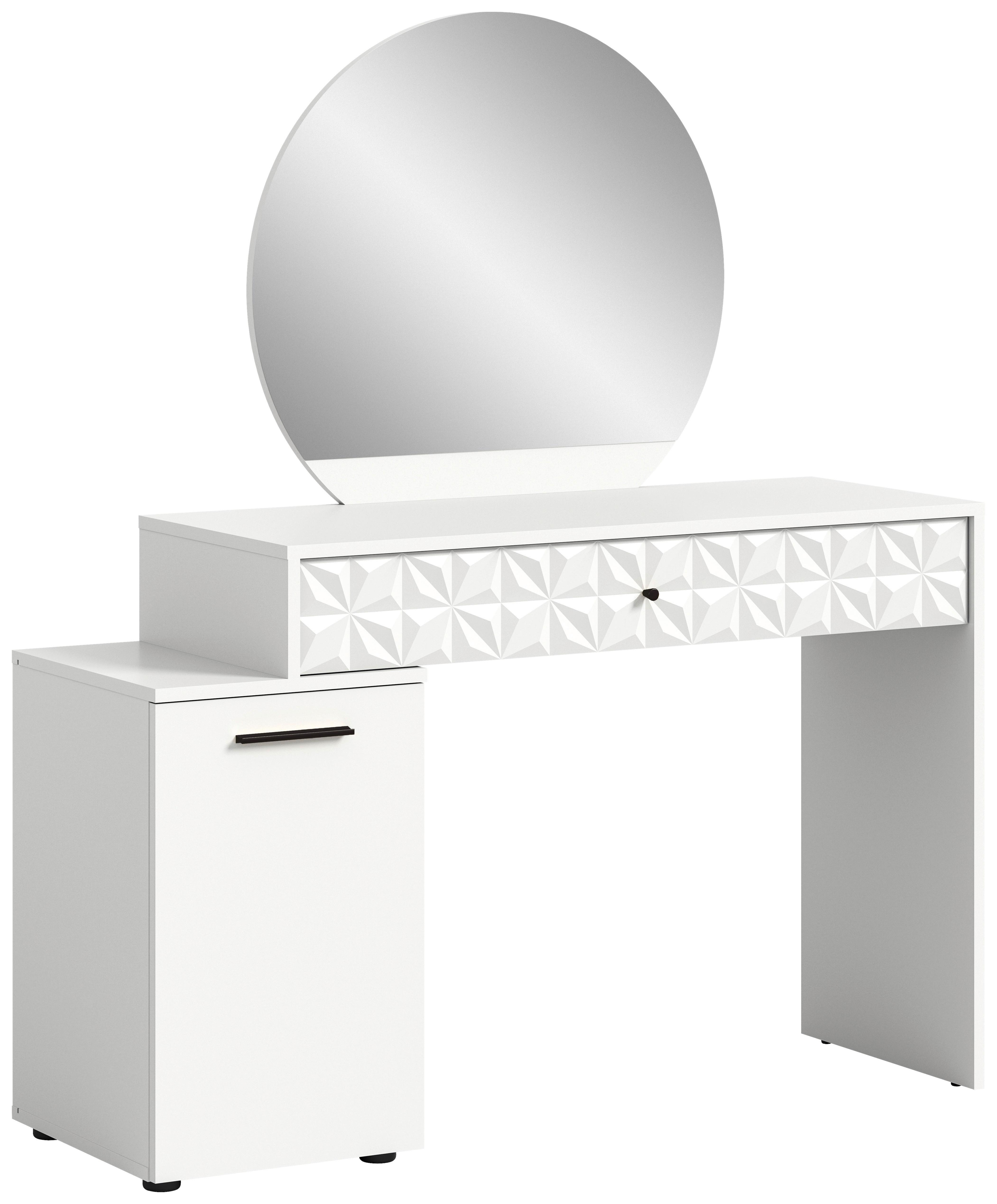 TOALETNÍ STOLEK PRISMA - bílá/vysoce lesklá bílá, Design, kompozitní dřevo/plast (117/138/42cm) - MID.YOU