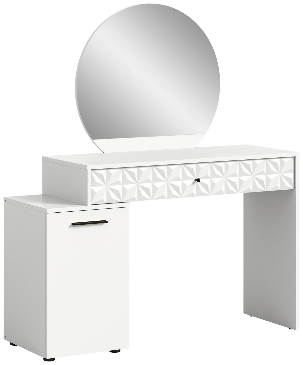 TOALETNÝ STOLÍK PRISMA - biela/biela s vysokým leskom, Design, kompozitné drevo/plast (117/138/42cm) - MID.YOU