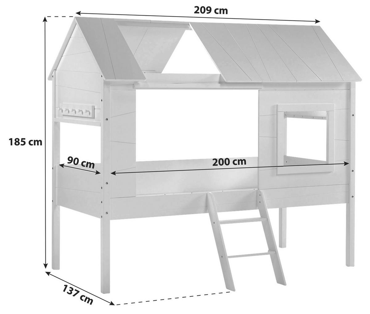 Domečková Postel Pro Nejmenších 90x200cm - bílá, Konvenční, kompozitní dřevo (90/200cm) - MID.YOU