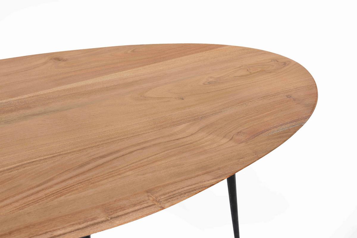 COUCHTISCH Akazie Natur B: 150cm - Schwarz/Naturfarben, Design, Holz/Metall (150/60/45cm) - MID.YOU