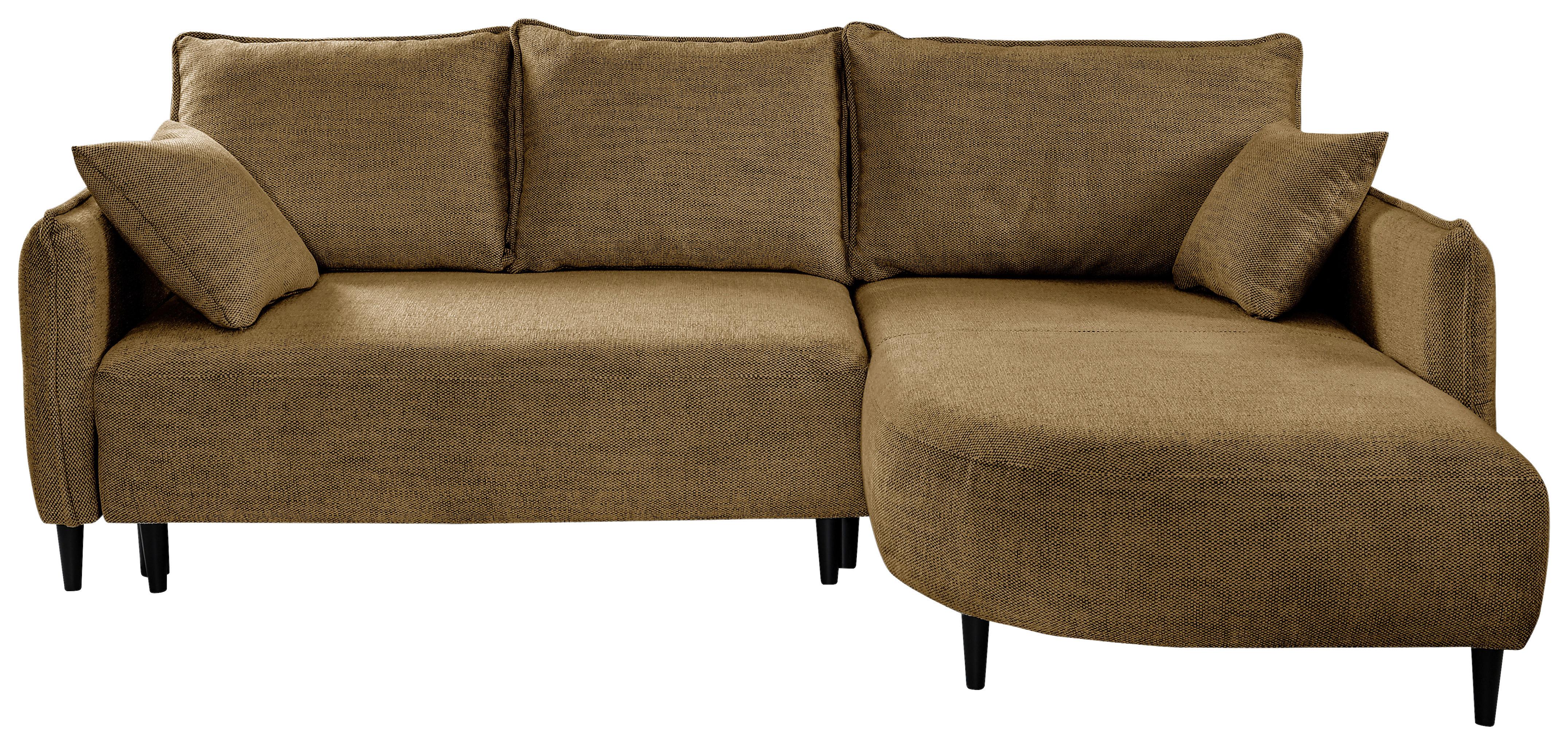 Ecksofa Sycylia Goldfarben/Schwarz, 244 cm - Goldfarben/Schwarz, Design, Textil (244/165cm) - MID.YOU