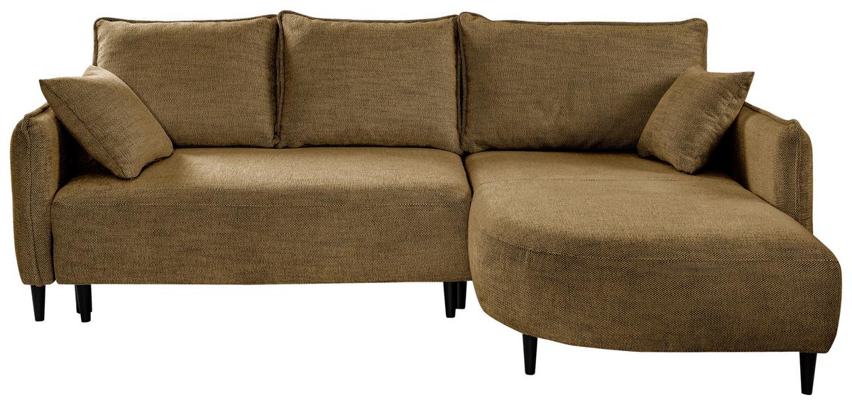 Ecksofa Sycylia Goldfarben/schwarz, 244 Cm - Goldfarben/Schwarz, Design, Textil (244/165cm) - MID.YOU
