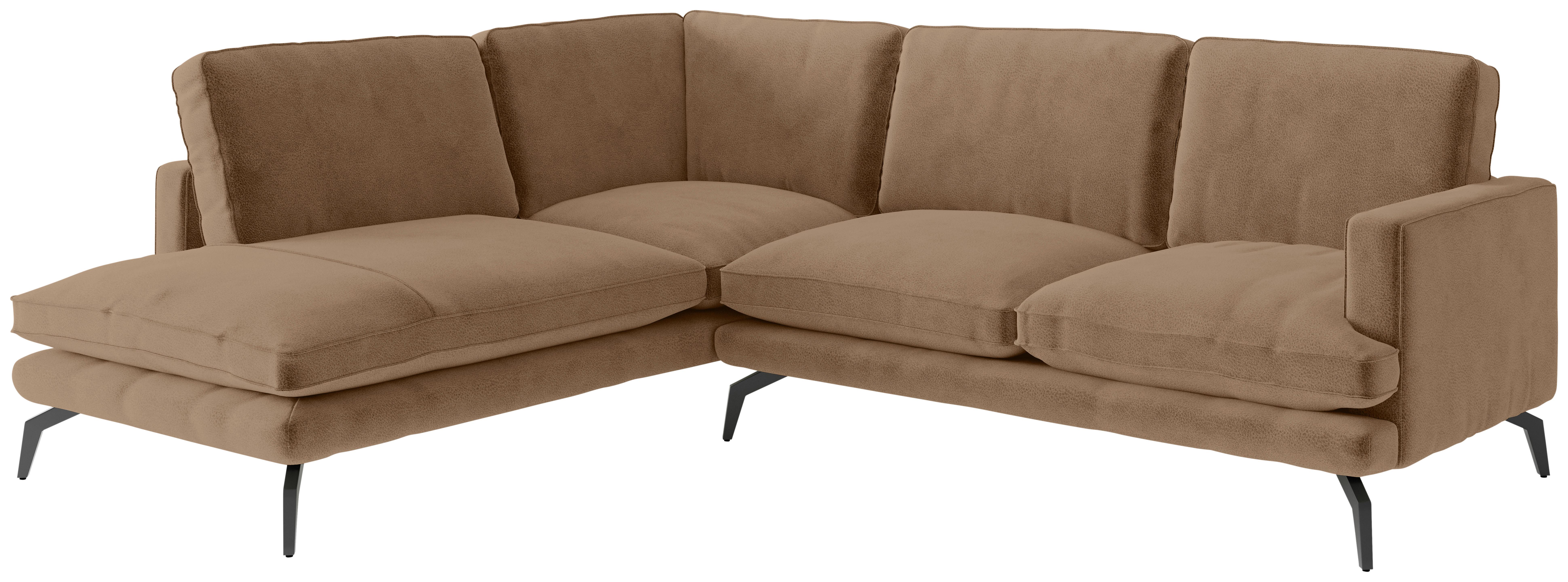 Ecksofa Bali - Dunkelgelb/Schwarz, Design, Textil (202/250cm) - Livetastic