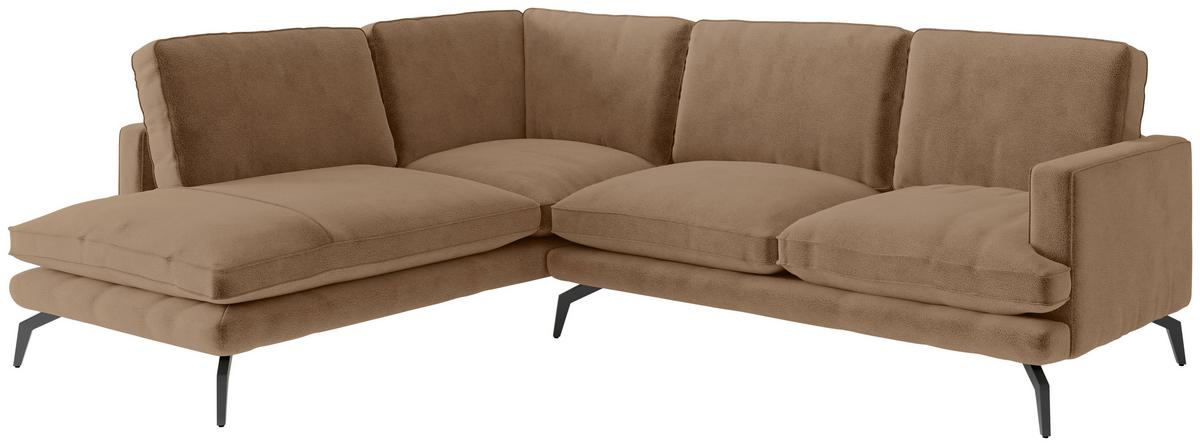 Ecksofa Bali - Dunkelgelb/Schwarz, Design, Textil (202/250cm) - Livetastic
