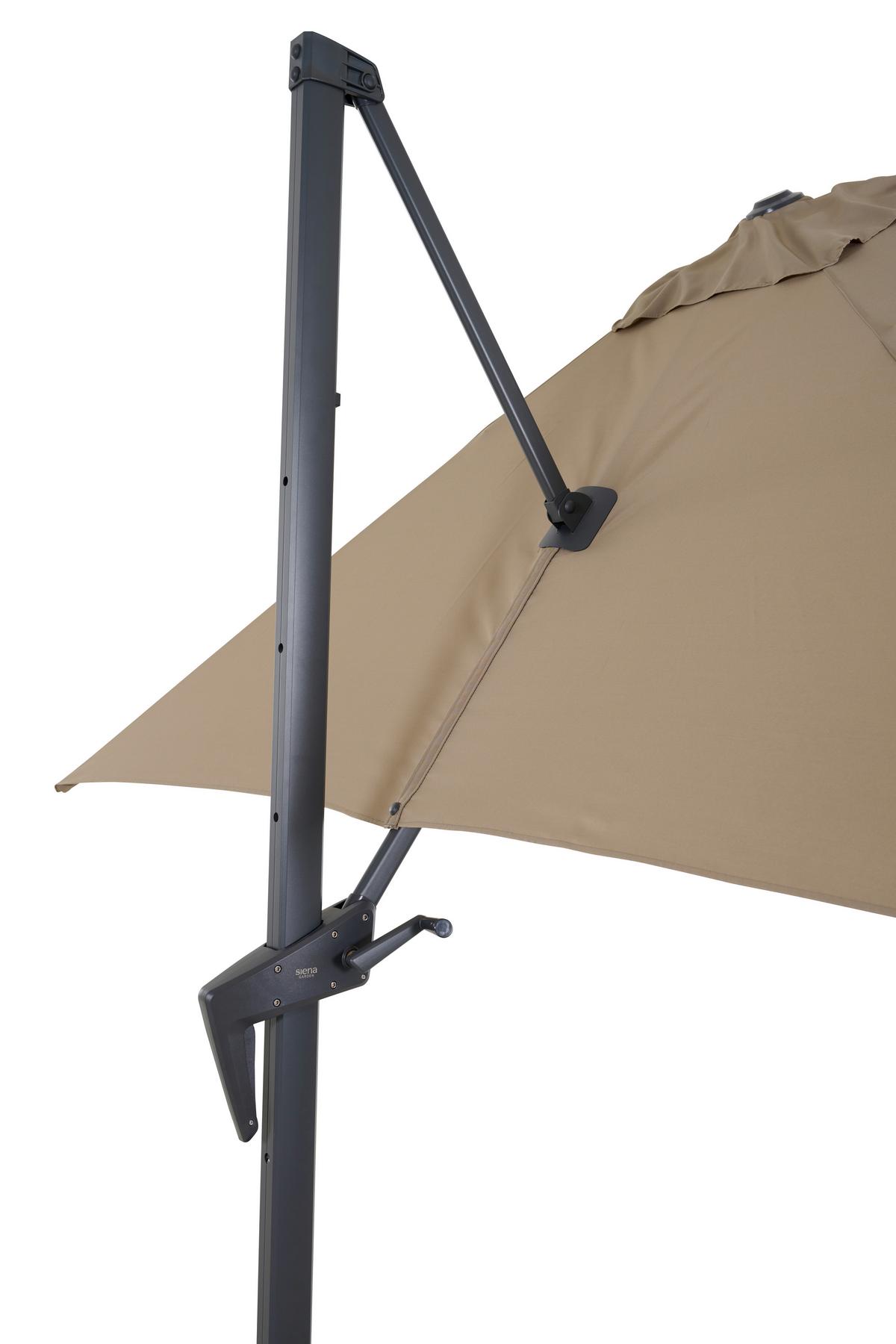 Ampelschirm Bl: 300x300 cm Mit Schirmständer Anthrazit/Taupe - Taupe/Anthrazit, MODERN, Textil/Metall (250/250cm) - Siena Garden