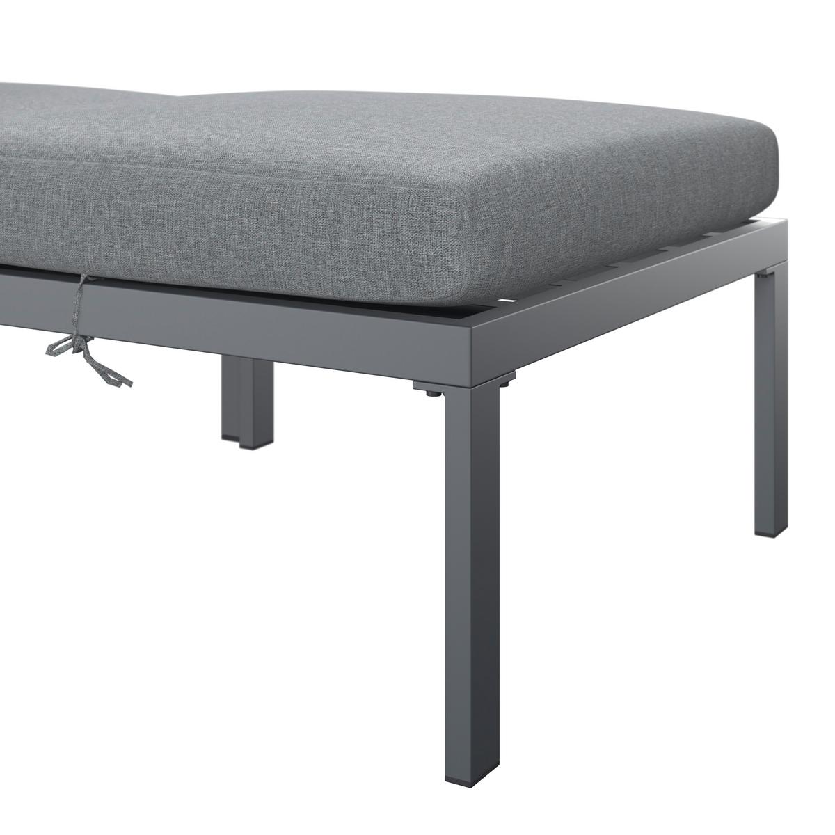 Loungegarnitur Basel - Dunkelgrau/Naturfarben, MODERN, Kunststoff/Textil - Beldano