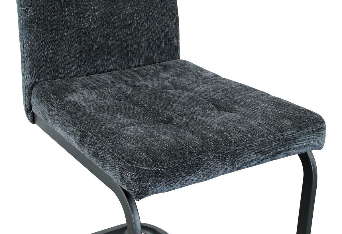 Szánkótalpas Szék Laslo - fekete/sötétszürke, Modern, textil/fém (43/92/56cm) - MID.YOU