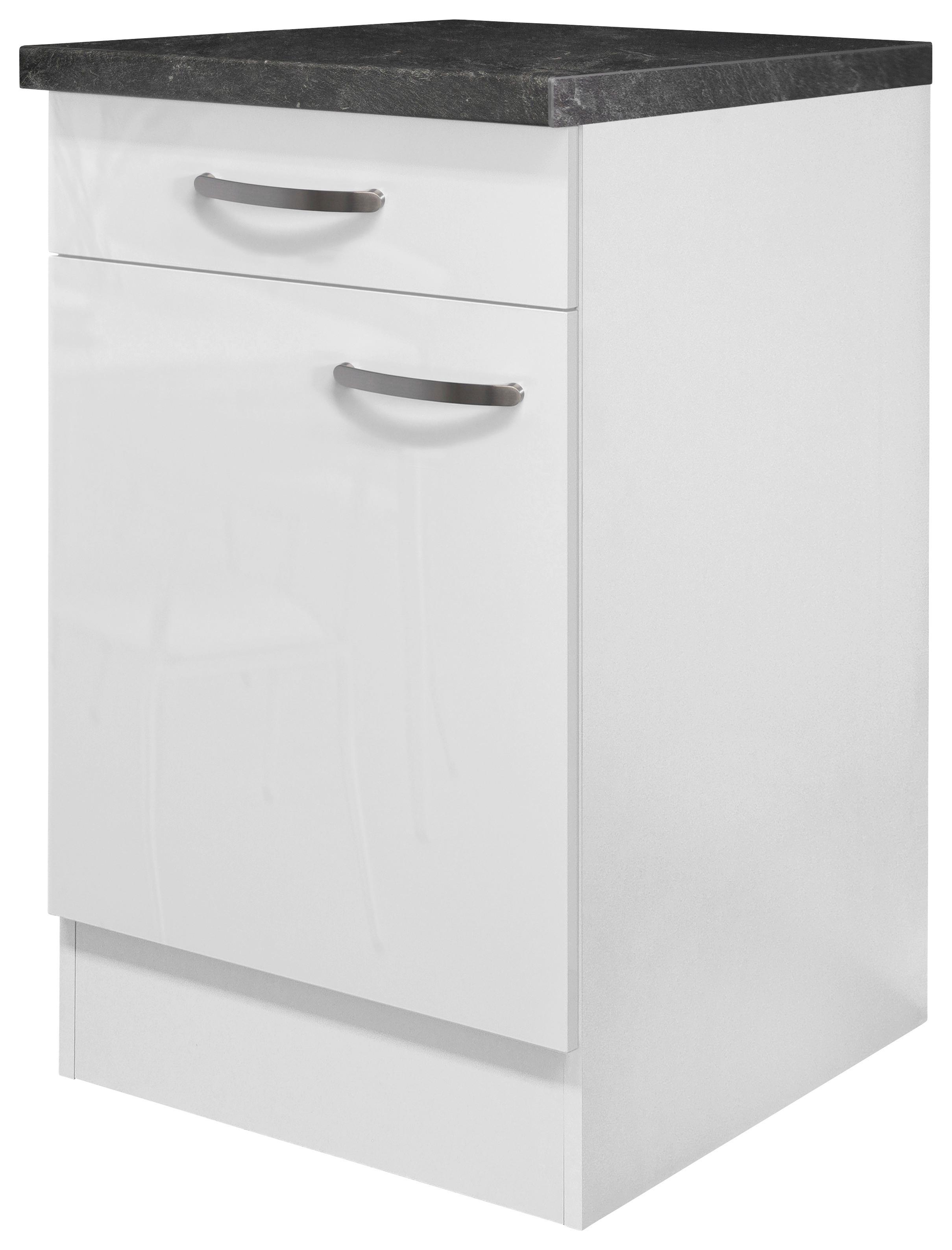 Alsószekrény Alba - magasfényű fehér/fehér, Modern, faalapú anyag (50/86/60cm)
