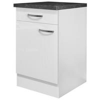 Küchenunterschrank Alba B: 50 cm Weiß/Schiefer mit Lade - Schieferfarben/Weiß Hochglanz, MODERN, Holzwerkstoff (50/86/60cm)