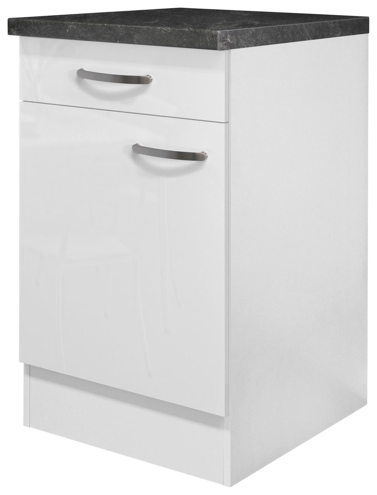 Küchenunterschrank Alba B: 50 cm Weiß/Schiefer mit Lade - Schieferfarben/Weiß Hochglanz, MODERN, Holzwerkstoff (50/86/60cm)
