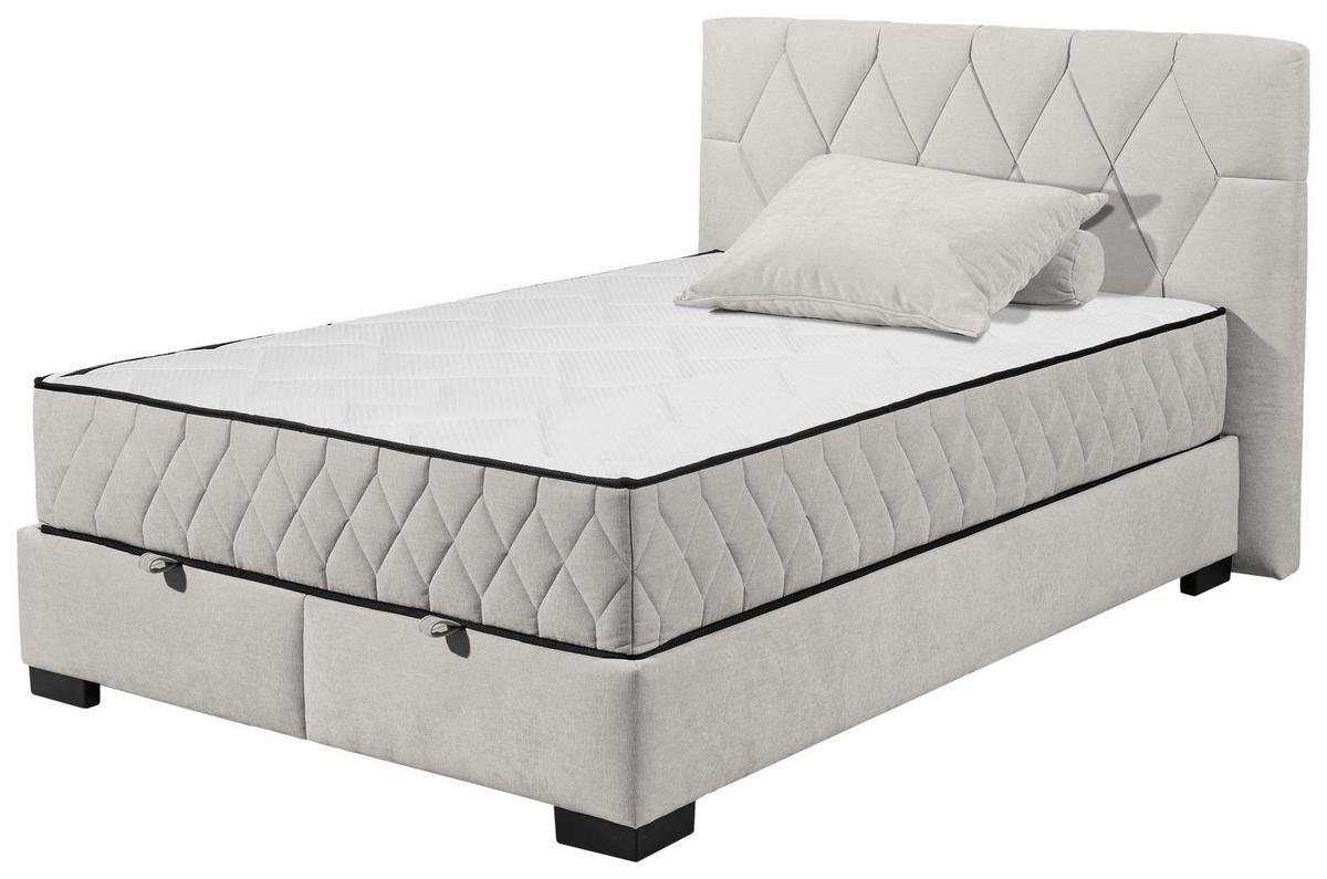 Boxbett Nagol B - Beige/Schwarz, MODERN, Holzwerkstoff/Textil (140/200cm) - MID.YOU