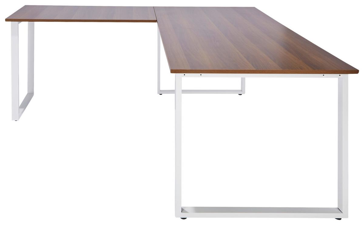 Eckschreibtisch Workspace Xl I B: 180 Cm Weiß/walnuss Dekor - Walnussfarben/Weiß, Basics, Holzwerkstoff/Metall (180/180/75,5cm) - MID.YOU