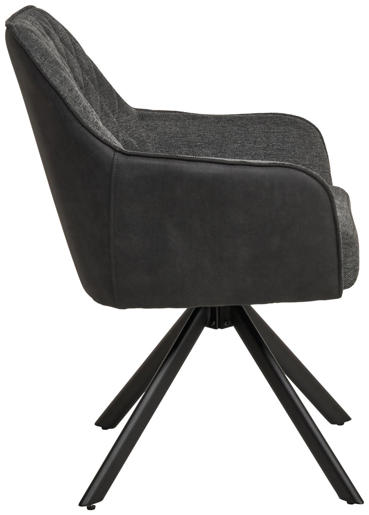 Armlehnstuhl Julie Grau, Sitzfläche 360° Drehb. - Schwarz/Grau, KONVENTIONELL, Holz/Textil (57/84/63cm) - Livetastic