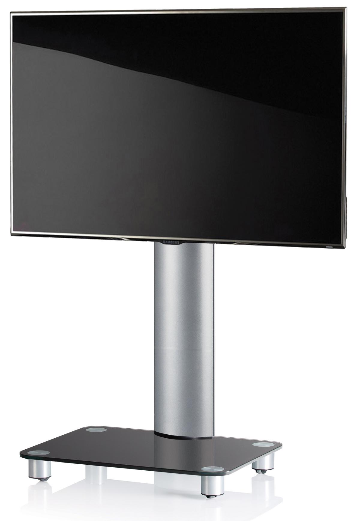 TV-Rack Bis 70" Schwenkbar mit Rollen Tosal Max. 30 Kg - Silberfarben/Schwarz, KONVENTIONELL, Glas/Metall (60/100/44cm) - MID.YOU