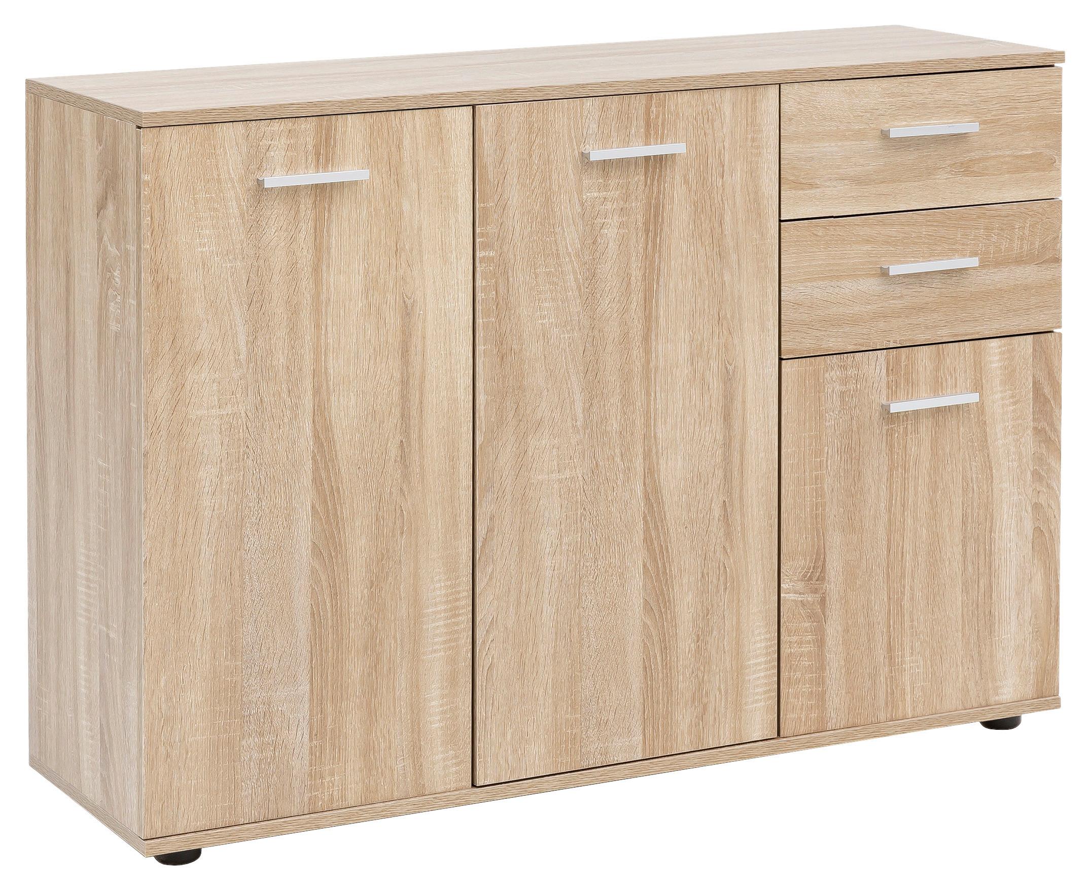 Komoda sonoma dub - barvy dubu/černá, Konvenční, kov/kompozitní dřevo (107/79/35cm) - MID.YOU