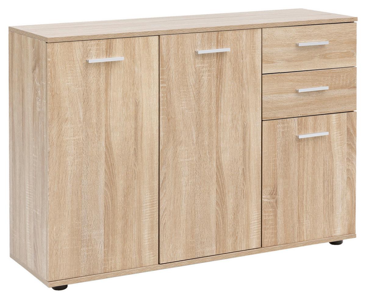 Komoda sonoma dub - barvy dubu/černá, Konvenční, kov/kompozitní dřevo (107/79/35cm) - MID.YOU