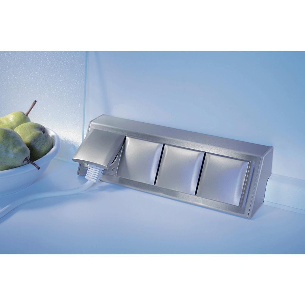 Steckdosenleiste Küche Hadir Edelstahl 4-Fach L: 26,6 cm
