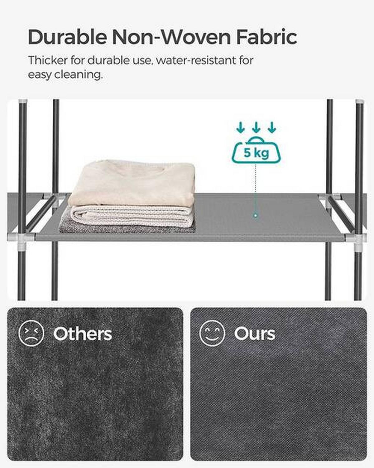 Stoffschrank B: 150 Cm Schwarz - Grau, Trend, Kunststoff/Textil (150/175/45cm) - Boxxx