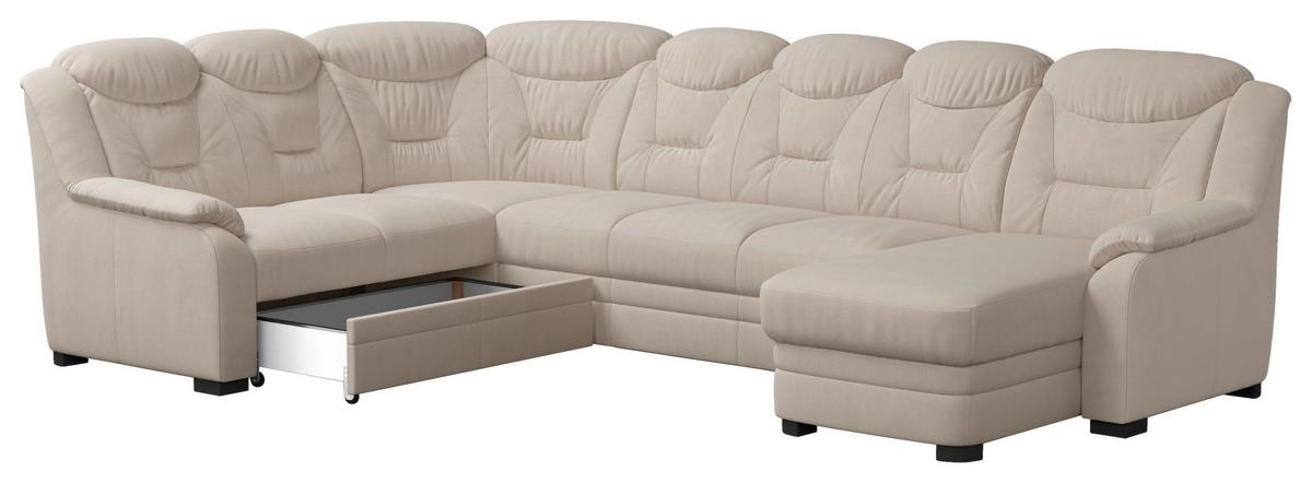 Wohnlandschaft Marcus Beige inkl. Bettkasten - Beige/Schwarz, Basics, Textil (211/330/162cm) - MID.YOU