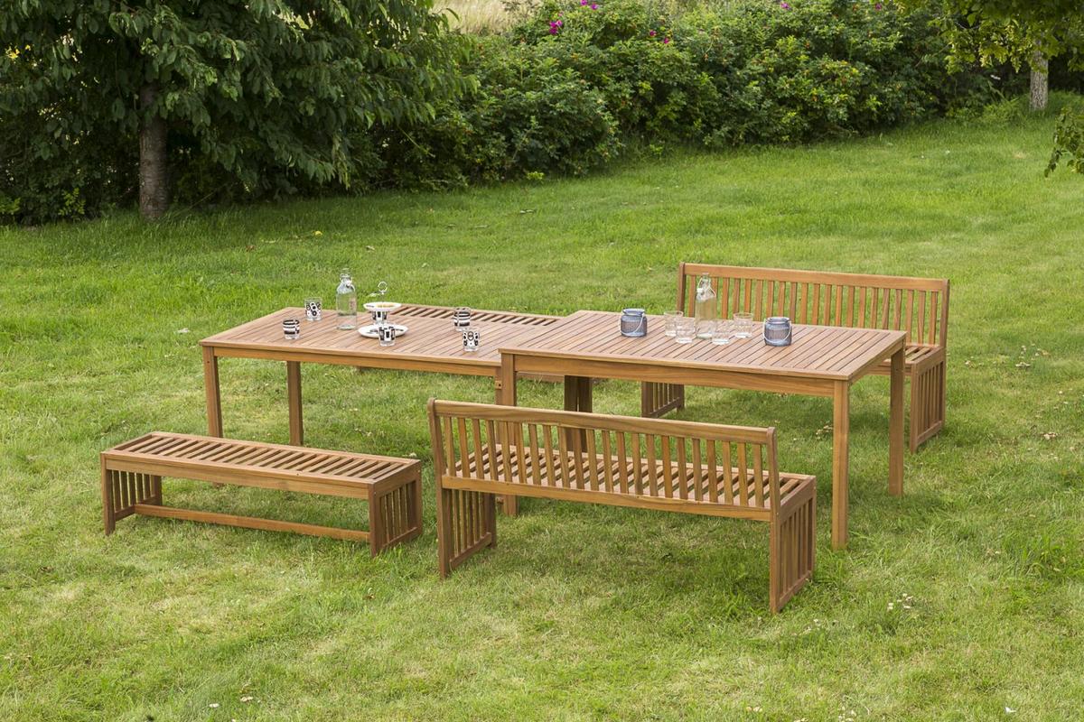 Gartengarnitur Hawaii 6-teilig Holz Natur Incl. 4 Auflagen - Multicolor/Akaziefarben, Basics, Holz/Textil - Gardenson