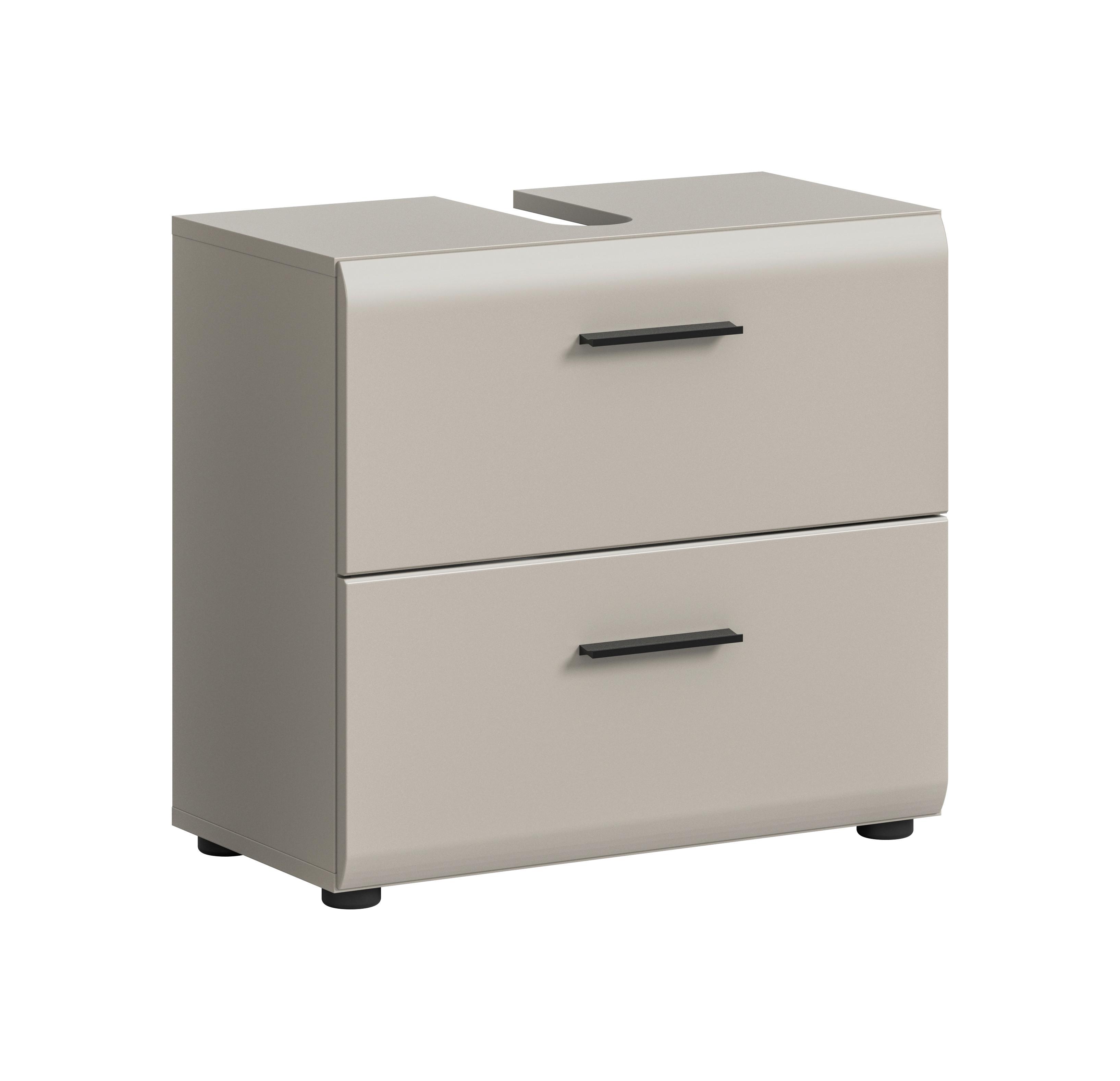 WASCHBECKENUNTERSCHRANK Ice Kaschmir B: 60cm - Kaschmir/Schwarz, Trend, Holzwerkstoff (60/55/30cm) - MID.YOU