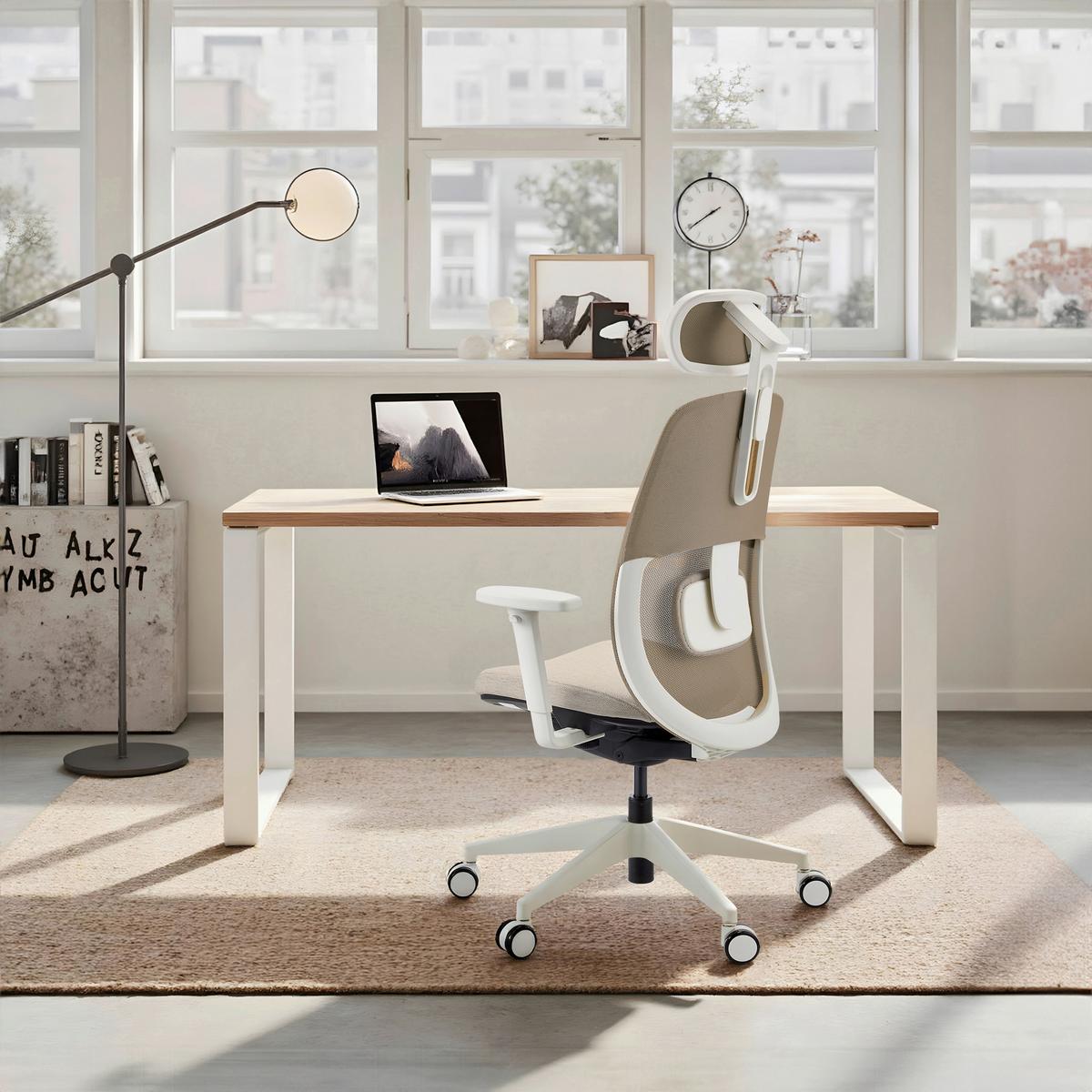 Drehstuhl Skandis Pro Weiß/Beige B: 71cm - Beige/Weiß, MODERN, Kunststoff/Textil (71/131/66cm) - MID.YOU
