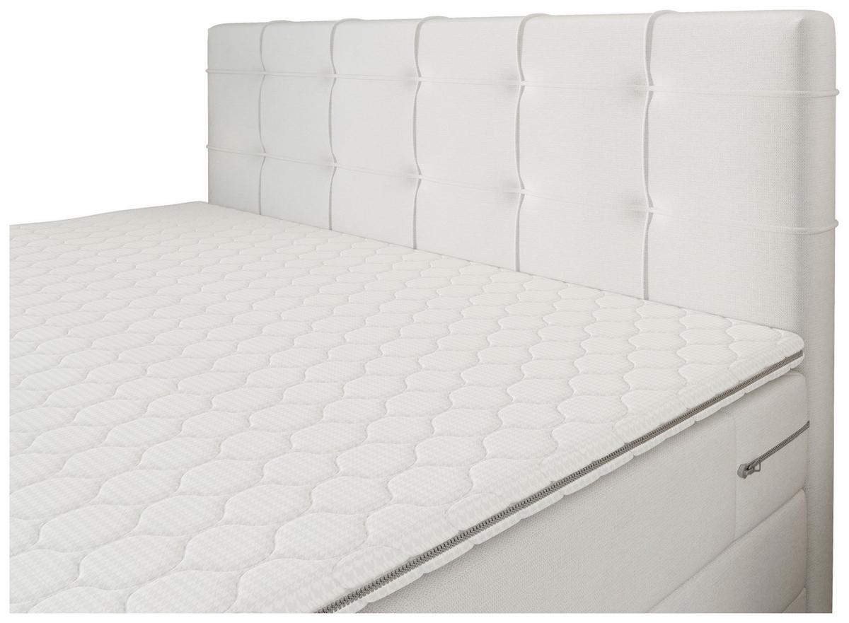 Boxspringbett Mitto mit Topper 180x200 cm - Beige/Schwarz, KONVENTIONELL, Textil/Metall (180/200cm)