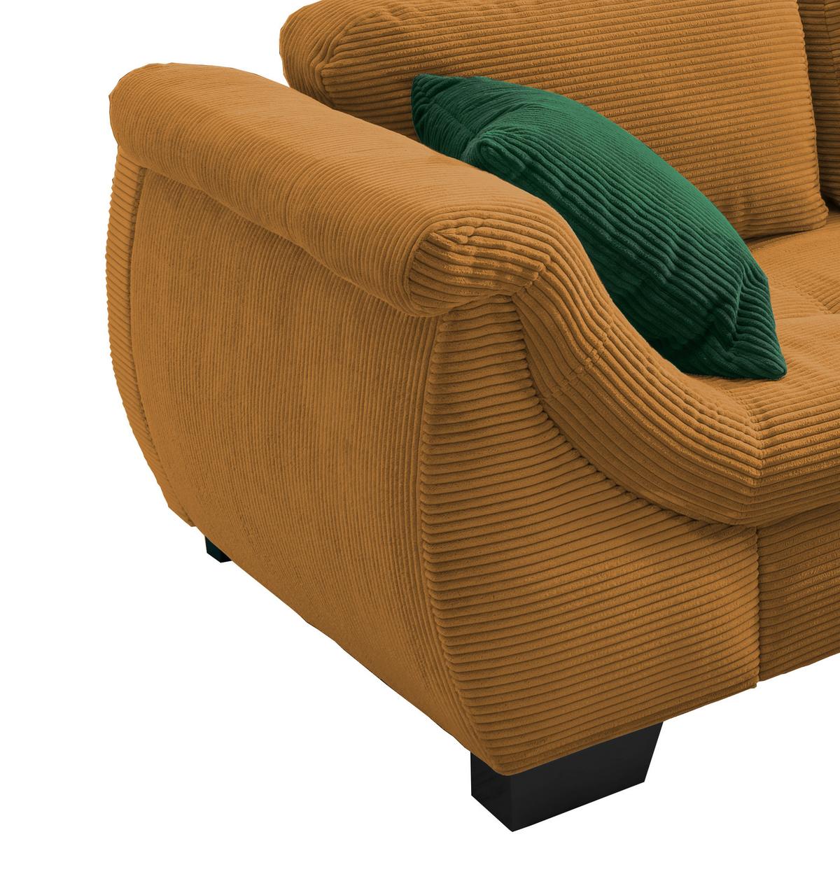 Ecksofa mit Schlaffunktion Flora Goldfarben Cord - Goldfarben/Schwarz, Design, Textil (250/190cm) - MID.YOU