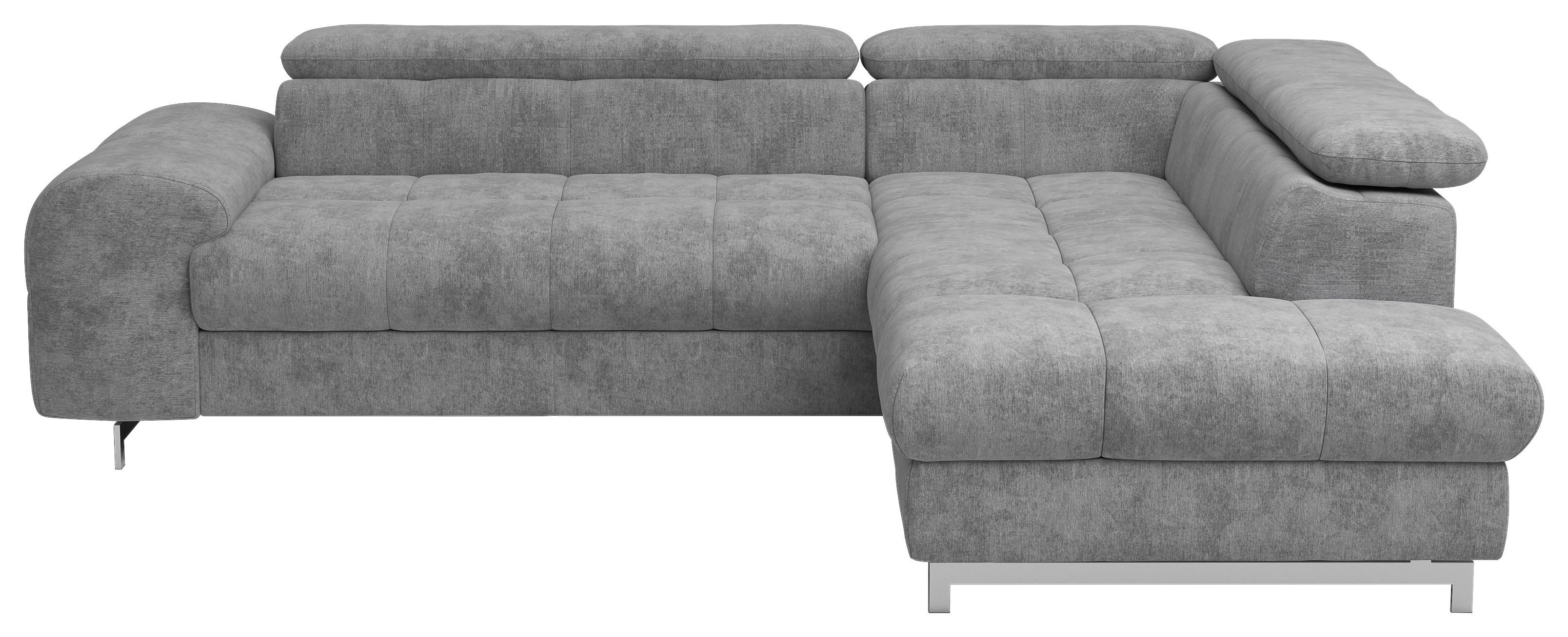 Ecksofa Mit Schlaffunktion Und Cloud + Hellgrau - Chromfarben/Hellgrau, KONVENTIONELL, Textil (257/206cm) - Livetastic