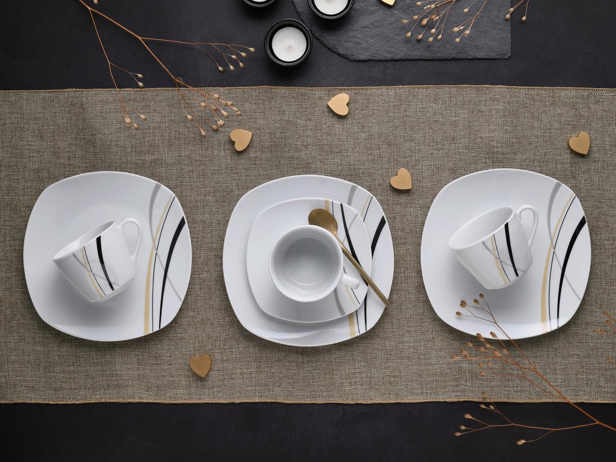 Kaffeeservice Square City Line 18--Teilig., Weiß - Weiß, Trend, Keramik - Creatable