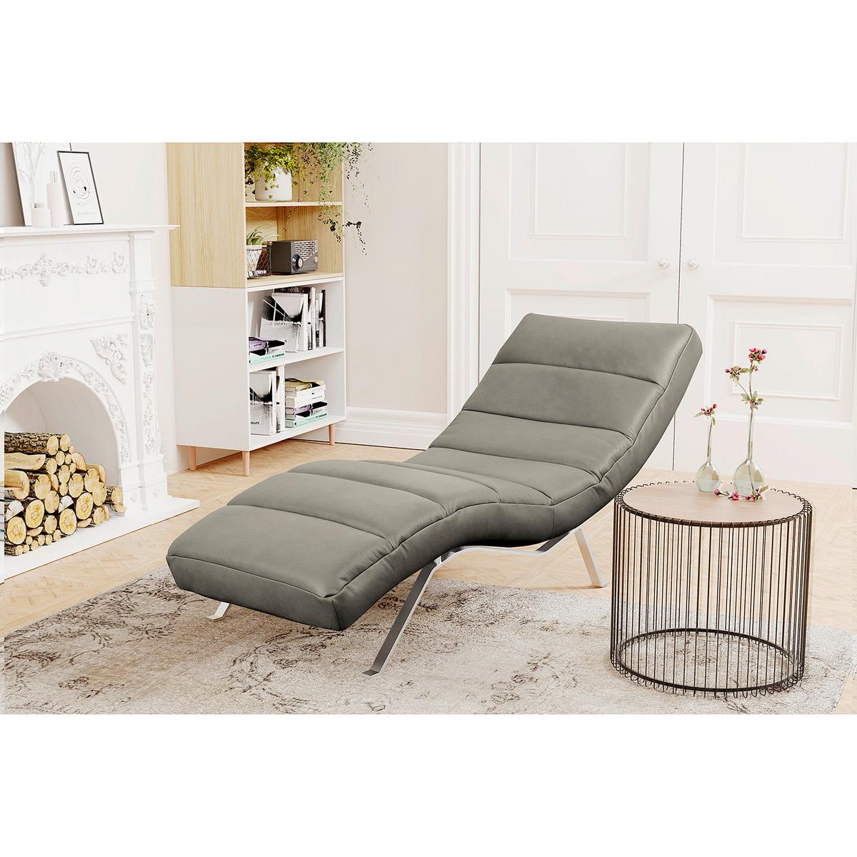 Relaxliege Swing Silver Grau B: 65 Cm - Silberfarben/Grau, Design, Leder (65/65-95/171cm) - Livetastic