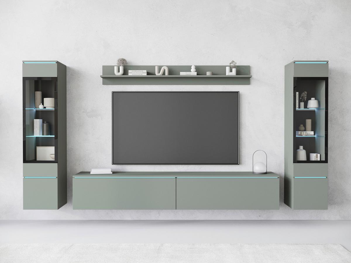 OBÝVACÍ STĚNA VERA II - šedá/zelená, Trend, kompozitní dřevo/plast (240/130/33cm)