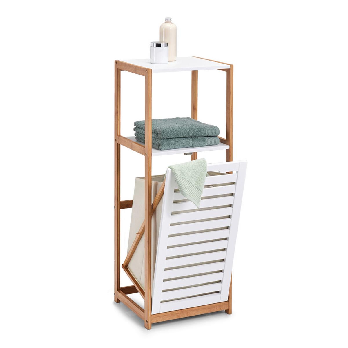 Standregal Bambus Naturfarben/Weiß, Holz - Naturfarben/Weiß, Basics, Holz (36,3/33/98cm) - Zeller Present