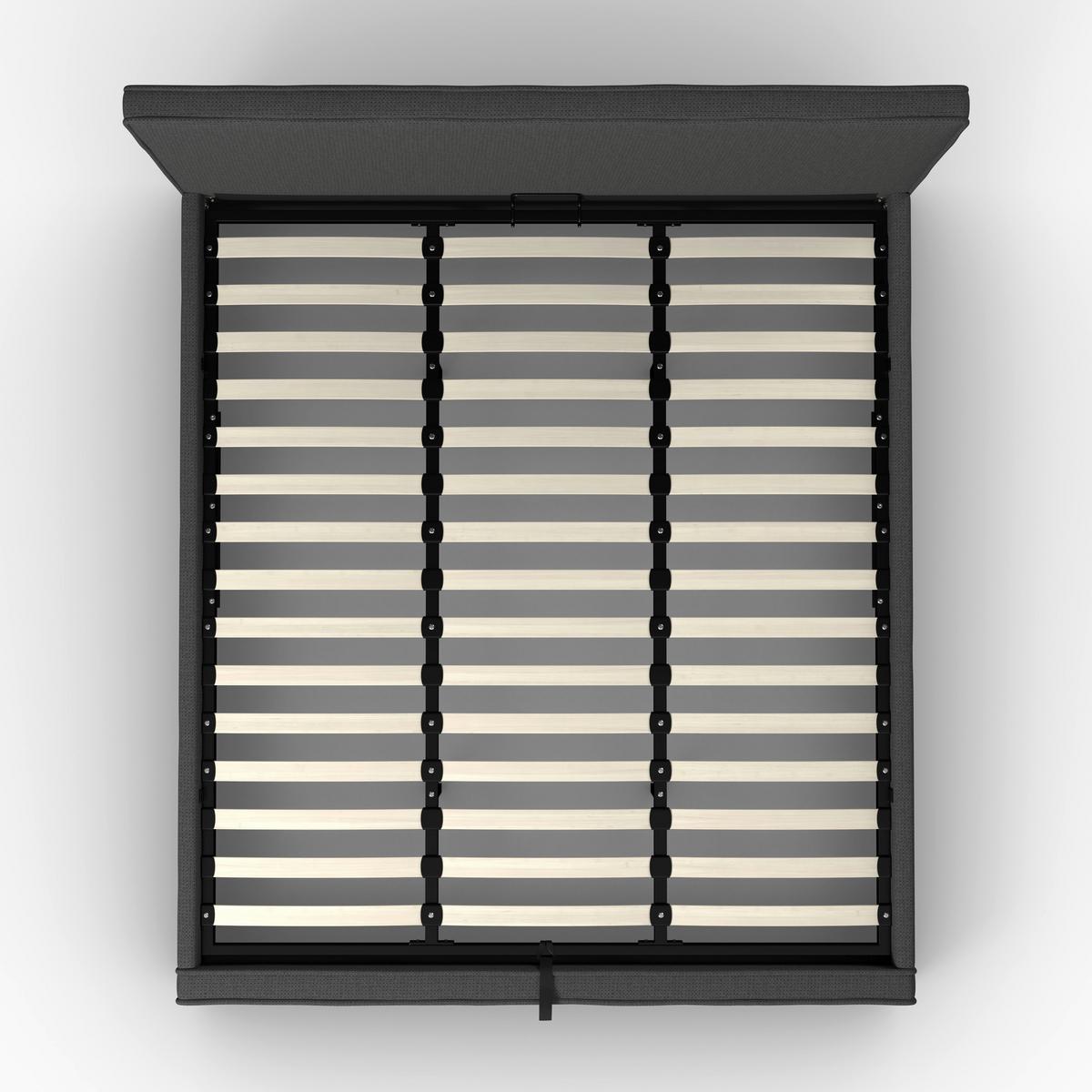 Čalouněná postel GINA 180x200 cm, tmavě šedá - černá/tmavě šedá, Moderní, kov/dřevo (180/200cm) - Bessagi Home