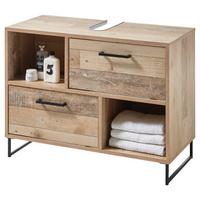 Waschbeckenunterschrank Roof B: 80 Cm Eiche/schwarz Dekor - Eichefarben/Schwarz, KONVENTIONELL, Holzwerkstoff (80/61/37cm) - MID.YOU