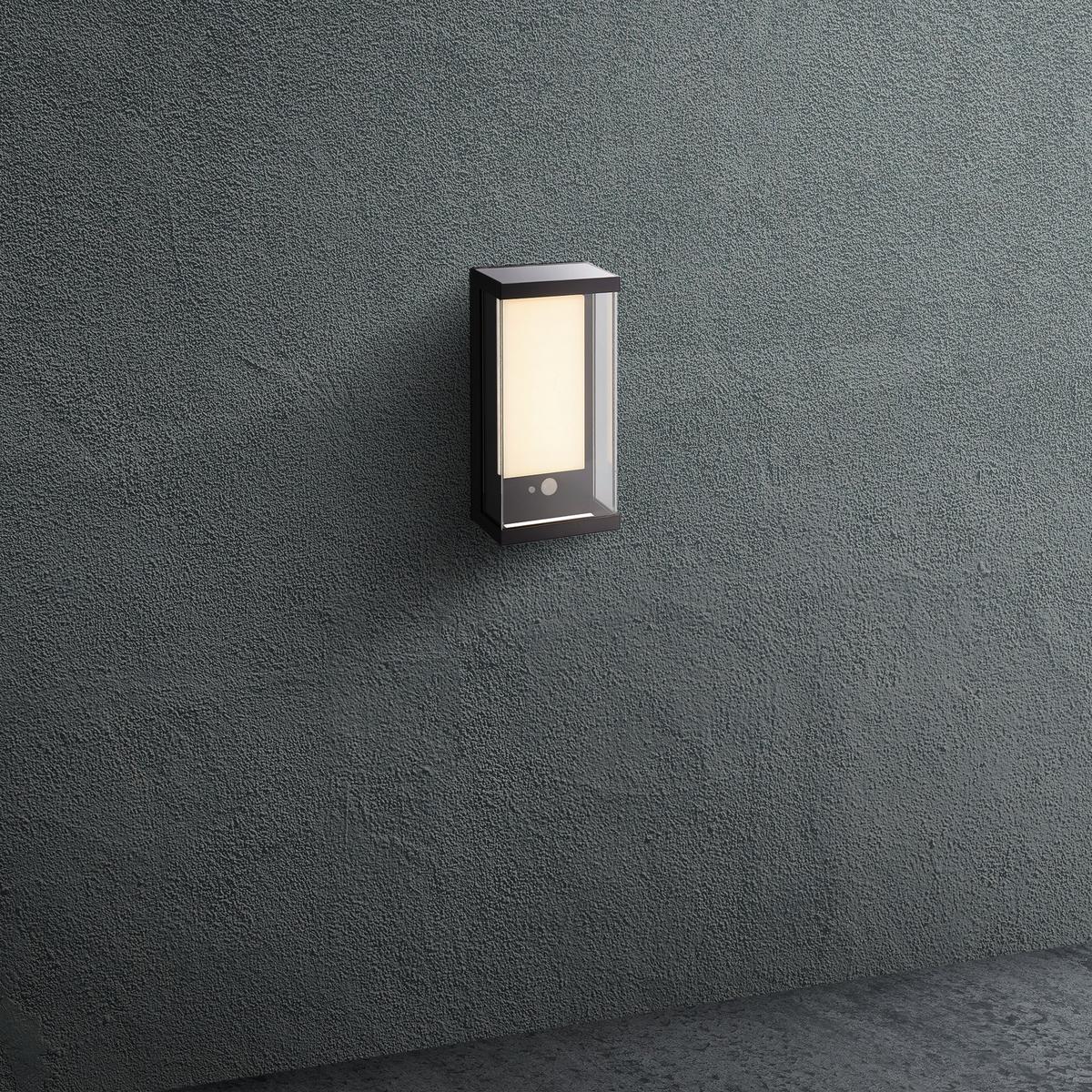 Solarleuchte 67419bk Solar Wandleuchte - Schwarz/Weiß, Design, Glas/Metall (12,6/25,3/25.3cm)