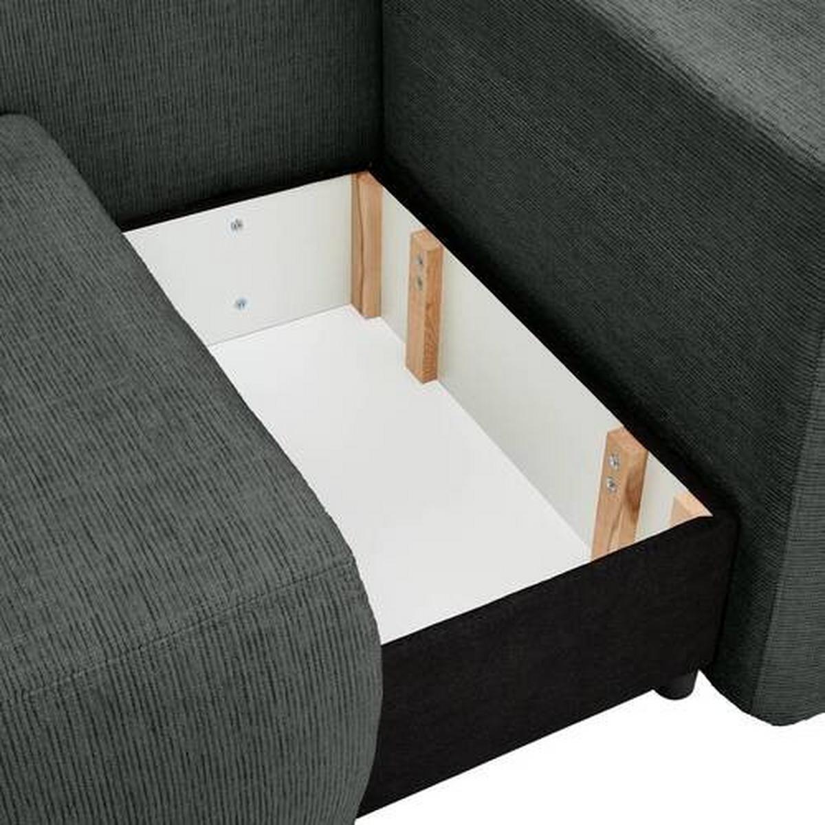 Recamiere Nello Anthrazit mit Schlaffunktion - Anthrazit/Schwarz, KONVENTIONELL, Textil (171/73/93cm) - MID.YOU