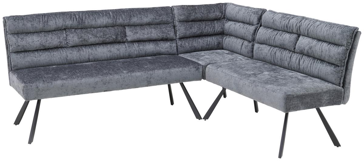 Eckbank  YURi Grau, Schenkel: 176x214 cm - Schwarz/Grau, LIFESTYLE, Textil/Metall (176-214/68/88cm) - Livetastic