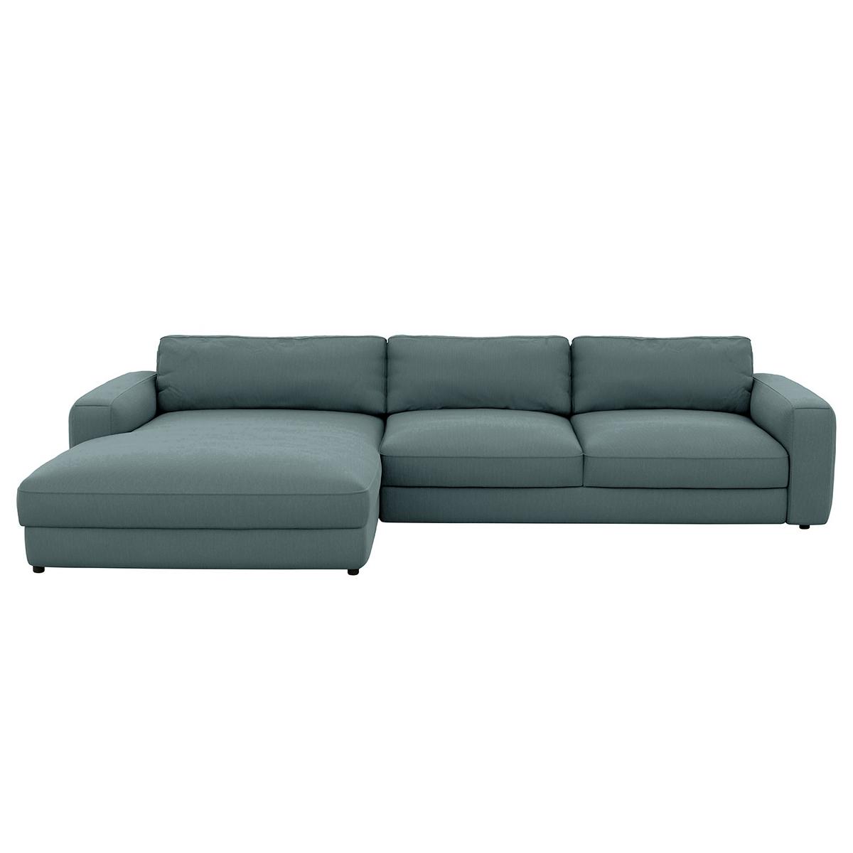 Ecksofa Bourbon Blaugrau S: 176x303 cm - Blaugrau/Schwarz, MODERN, Textil (176/303cm) - Trendmanufaktur