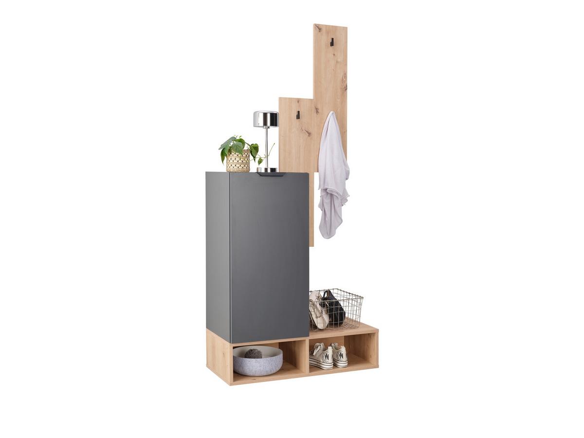 Garderobe CIAO Anthrazit Eiche Artisan B:80cm - Anthrazit/Eiche Artisan, MODERN, Holzwerkstoff (80/181/37,6cm)