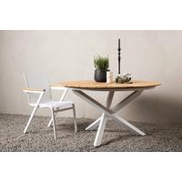 Gartentisch Mexico - Weiß/Teakfarben, KONVENTIONELL, Holz/Metall (140/140/75cm) - Gardenson