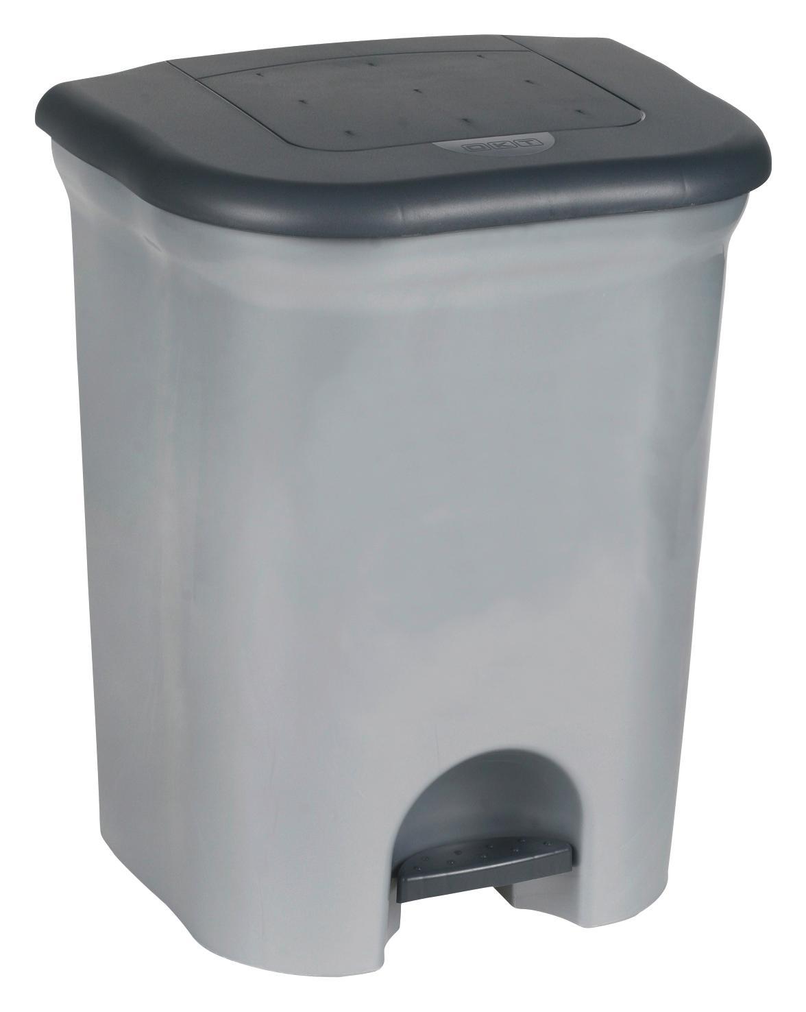 Szemetes Kuka Szürke Színben - Fekete/Ezüst, konvencionális, Műanyag (37.5/46/29.5cm)