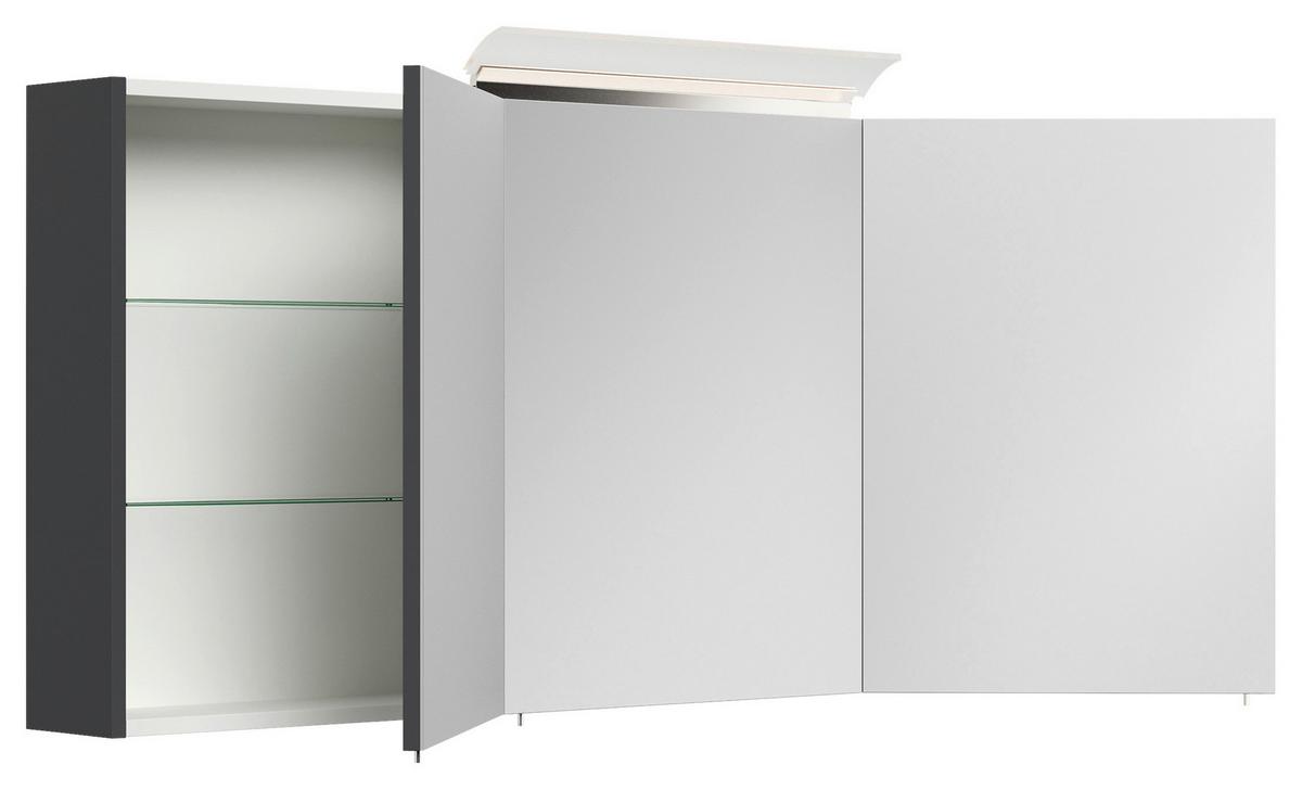 Spiegelschrank Graphitfarben B: 140 cm - Graphitfarben, MODERN, Glas/Holzwerkstoff (140/62/17cm) - MID.YOU