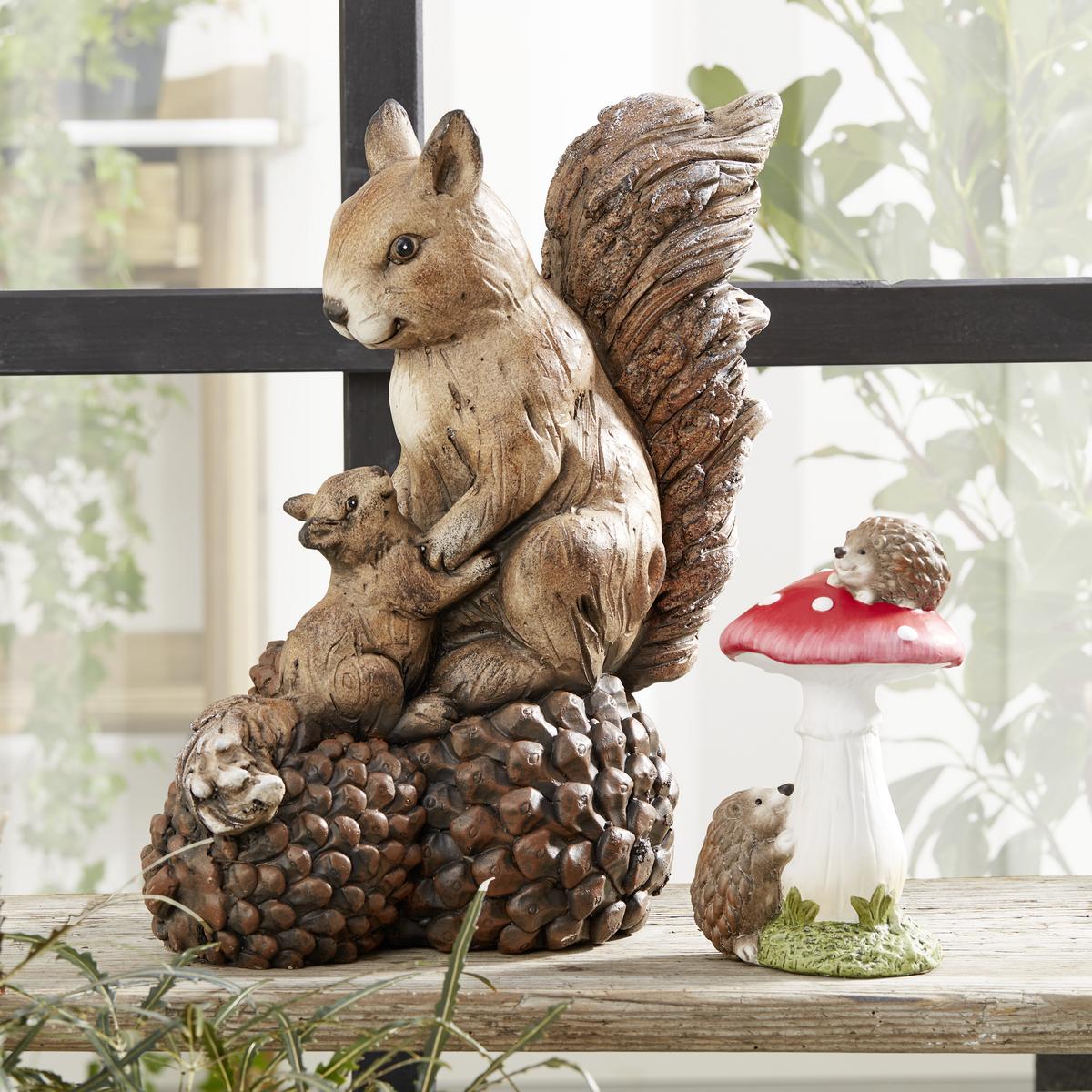 Dekofigur Eichhörnchen H: 37,7 Cm Naturstein Für Indoor - Braun, KONVENTIONELL, Stein (32,3/19/37,7cm) - Ondega