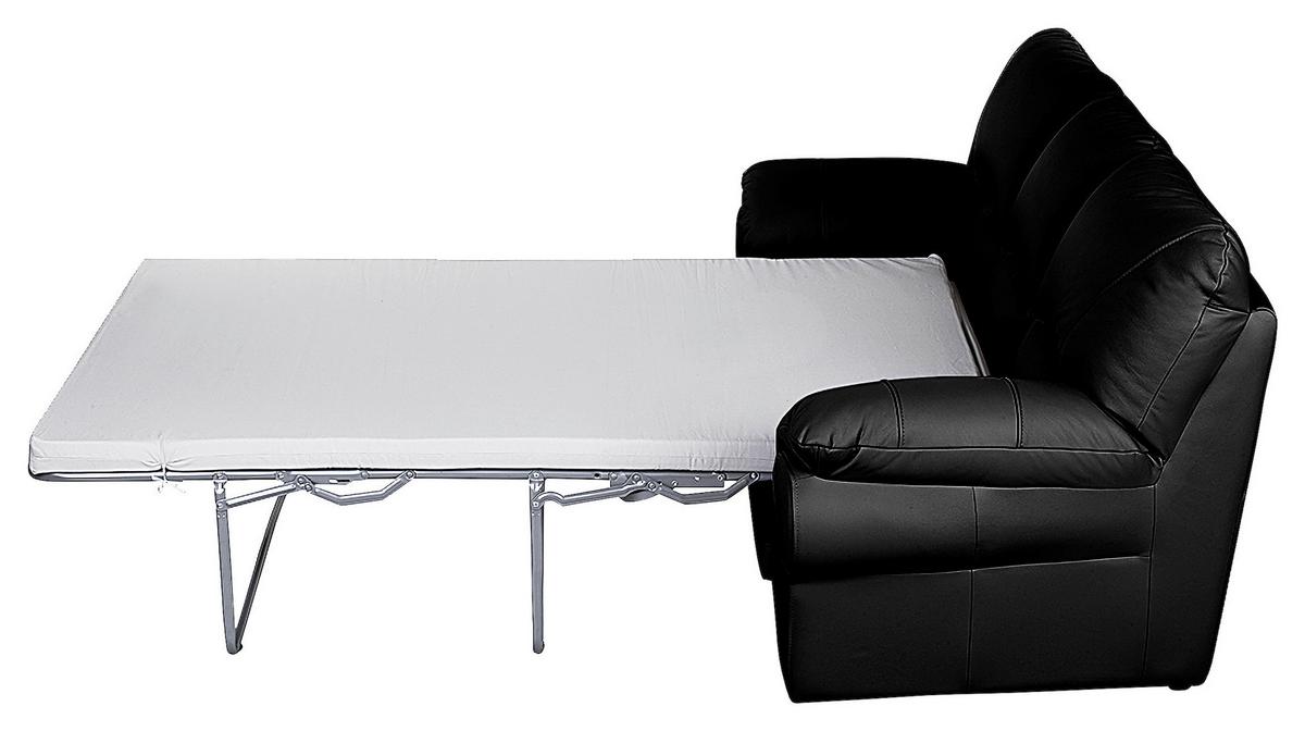 Schlafsofa Oslo Schwarz B: 205 cm - Schwarz, Design, Leder (205/92/85cm) - Livetastic