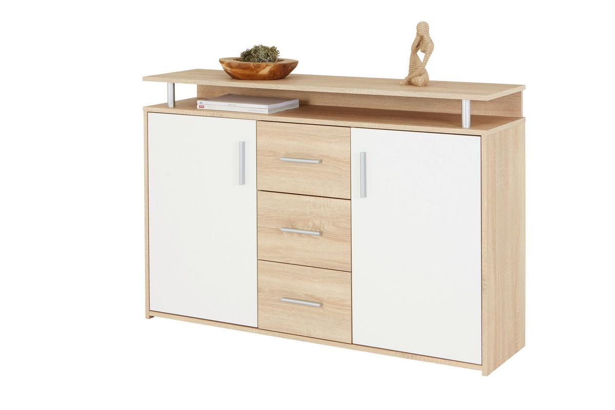 Komód Drift 132/88 Cm *top Ár* - tölgyfa színű/fehér, Modern, faalapú anyag (132/88/34,6cm) - Best Price