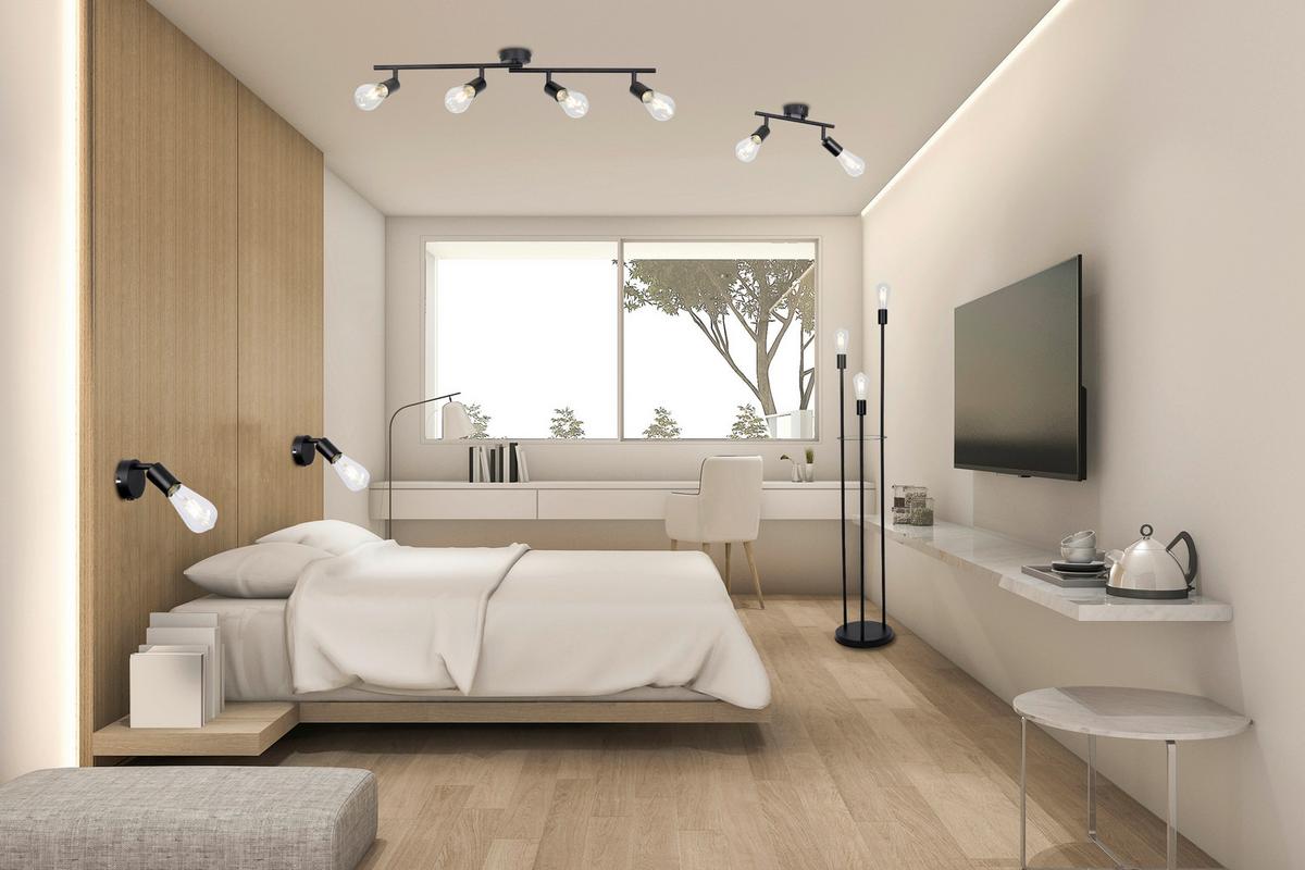 Bodové svietidlo MOLLY, 4xE27 max. 24W, 230V - čierna, Konventionell, kov (79,5/8,5/15,5cm) - Modern Living