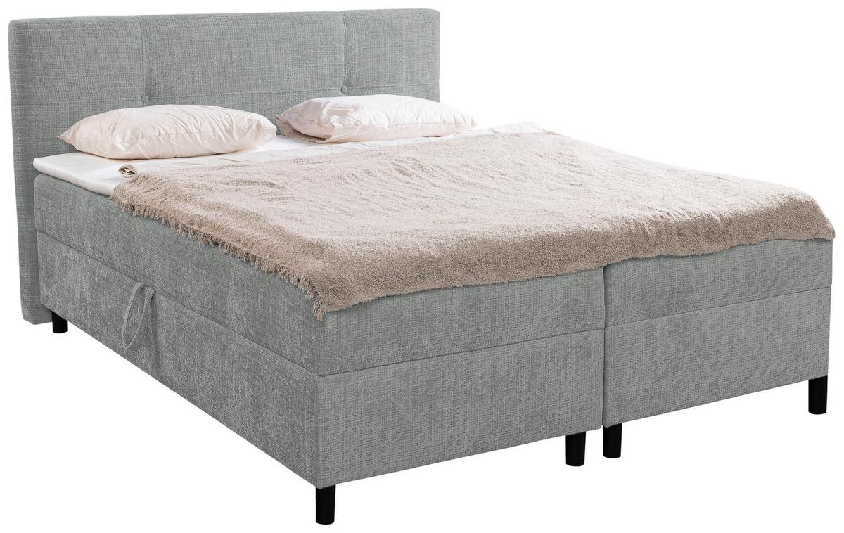 Boxbett Mit Topper & Bettkasten 180x200 Haga - Schwarz/Grau, MODERN, Holz/Kunststoff (180/200cm) - MID.YOU